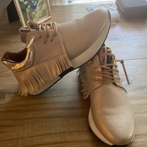 Shu Shop Leather Fringe Sneakers